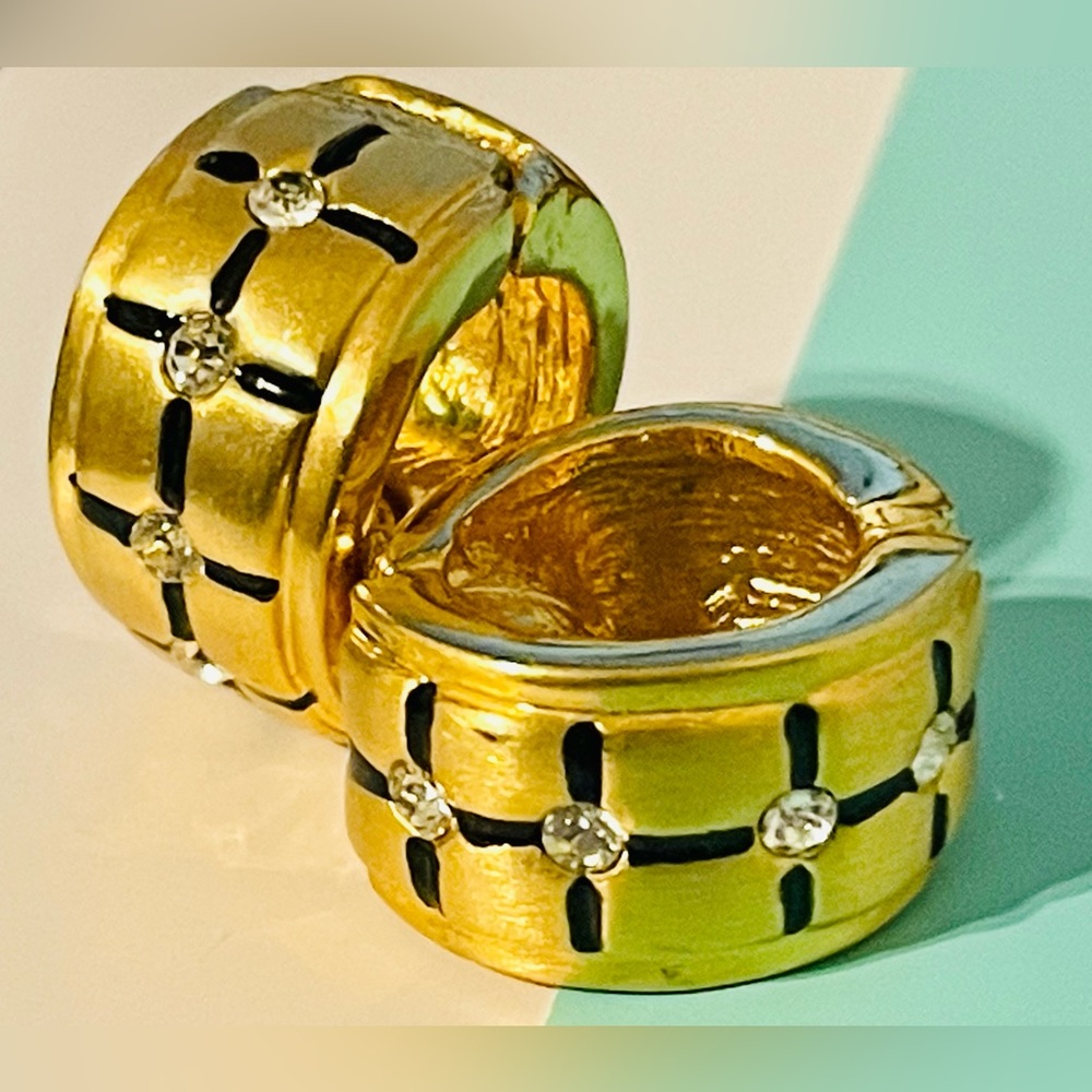 Gold and Clear Rhinestones Magnetic Ear Hugger Clip On Earrings - Picture 2 of 9
